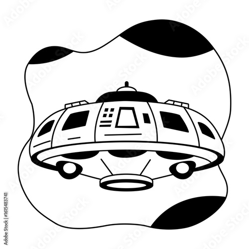 A glyph style illustration of an alien spaceship 