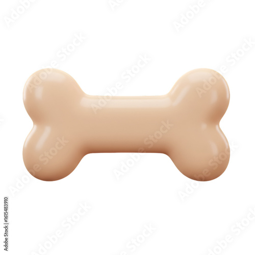3D Render of a Bone-Shaped Dog Treat on Isolated Transparent Background