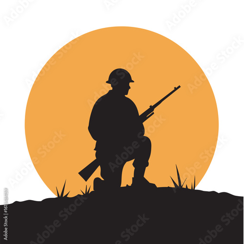 Soldier Watching Horizon Silhouette View