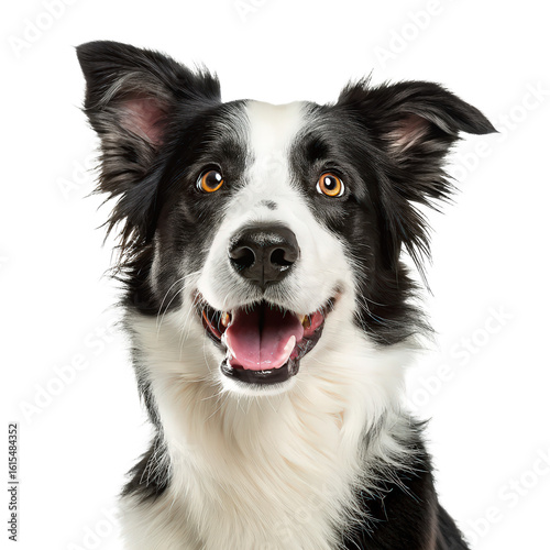 border collie dog head portrait happy excited png smiling Border Collie headshot png joyful dog expression png pet portrait isolate png transparent background image