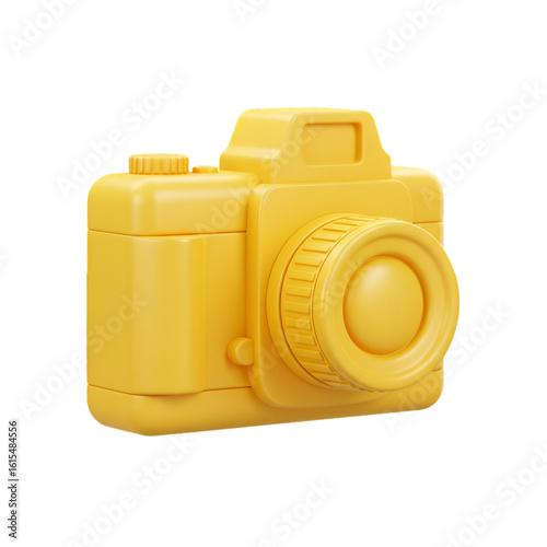 3D Render Of A Yellow Camera Icon Isolated On Transparent Background