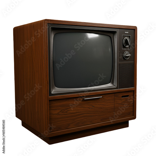 3D Render Of A Wooden Retro Television Isolated On Transparent Background