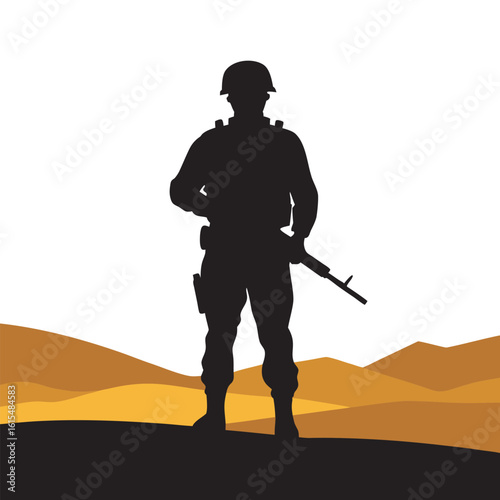 Soldier In Sandstorm Silhouette Scene