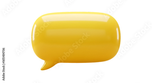 3D Render of a Yellow Speech Bubble Isolated on a Transparent Background