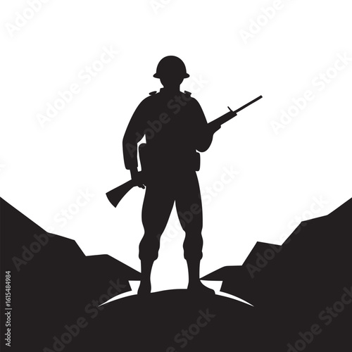 Old War Soldier In Mud Silhouette