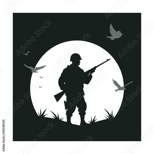 Dawn Light Soldier Figure Silhouette Scene