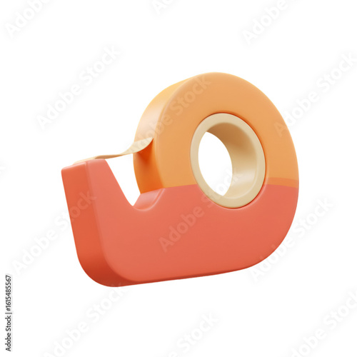 3D Render of Orange Tape Dispenser with Transparent Background