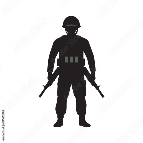 Combat Ready Soldier With Vest Silhouette