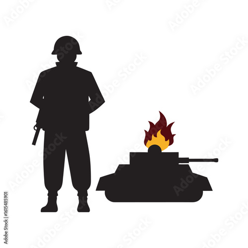 Rifle Soldier In War Zone Silhouette