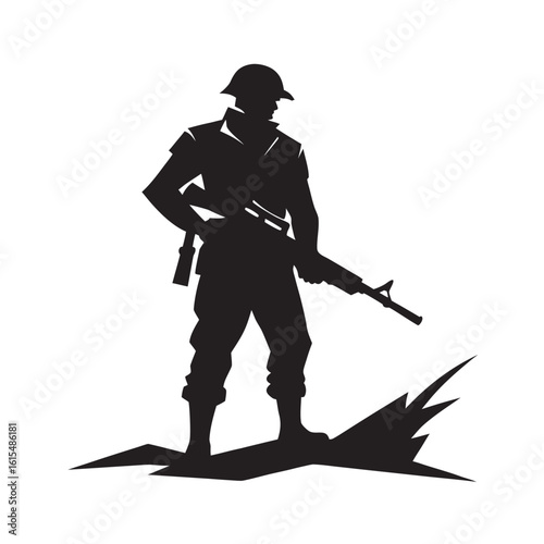 Stormy Soldier Holding Rifle Silhouette