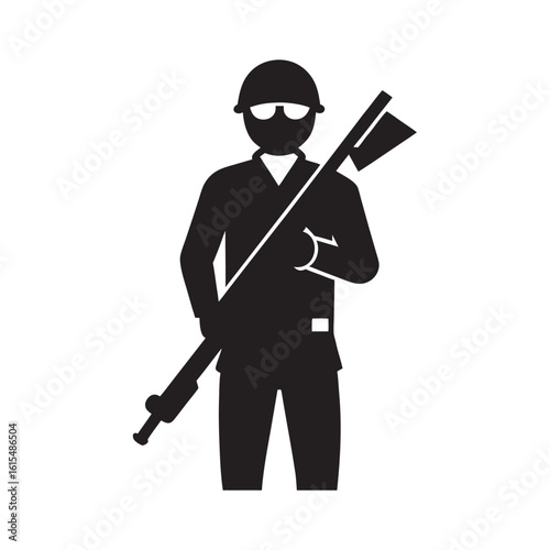 Soldier Watching With Binoculars Silhouette