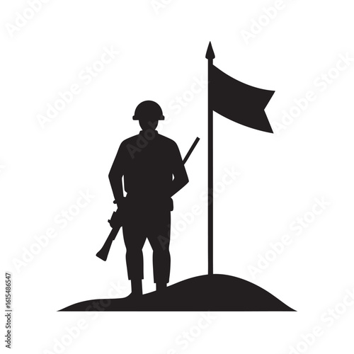 Soldier By Fallen Flag Silhouette Art