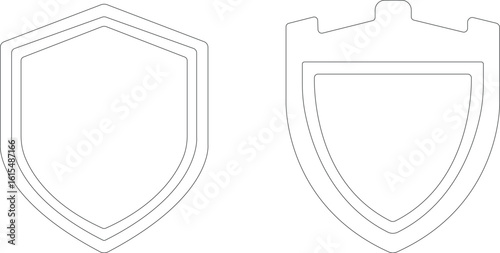 protect shield icon set.Military, Ornate, Armour, Emblem, Protection, Security, Guard.Shield badge quality symbol isolated on transparent background. Design elements for safety and protection.