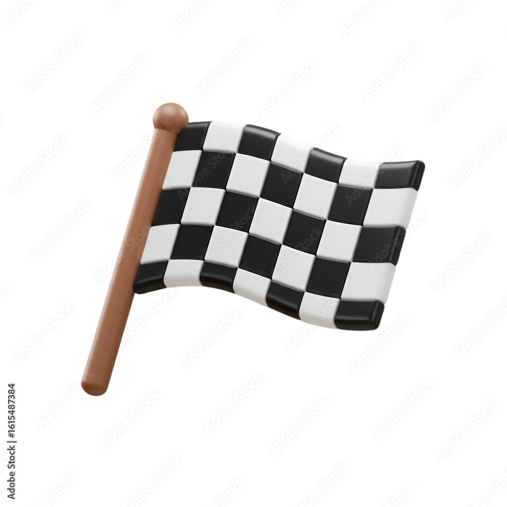 Fototapeta premium 3D Rendered Checkered Flag With Black and White Squares On Transparent Background