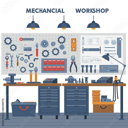 Mechanical Workshop Tools and Equipment Display