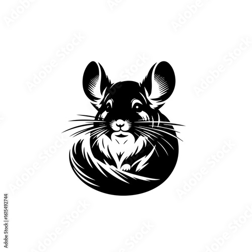 Vector art of a cute chinchilla portrait isolated on white background