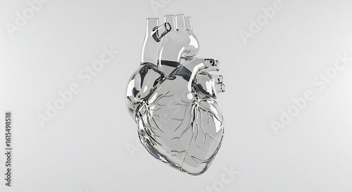 Transparent Glass Human Heart Anatomy Model; Medical, Healthcare, Science Concept