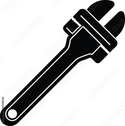 Vector art of an adjustable wrench, a versatile tool for gripping, tightening, or loosening nuts and bolts