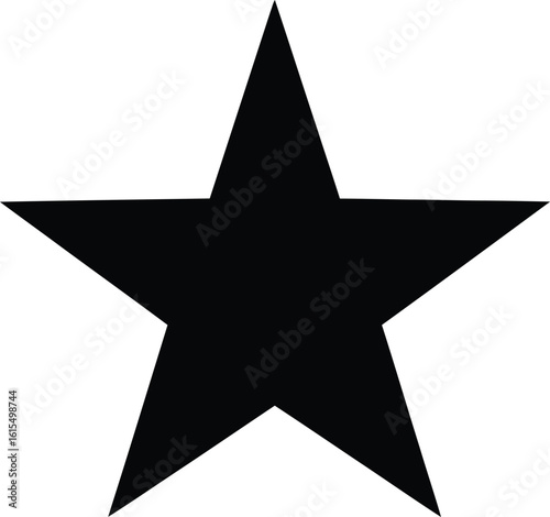 A simple black five pointed star shape on a clean white background