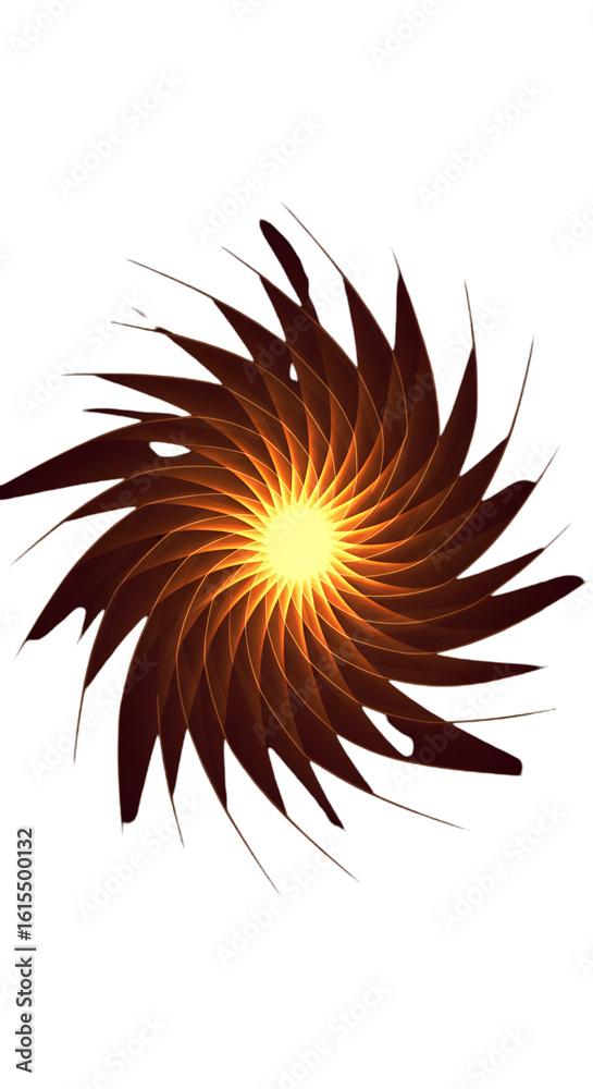 Naklejka premium Abstract Illustration Of A Bright Orange Spiral Bursting On Black Background