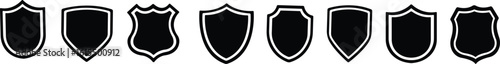 protect shield icon set.Military, Ornate, Armour, Emblem, Protection, Security, Guard.Shield badge quality symbol isolated on transparent background. Design elements for safety and protection.