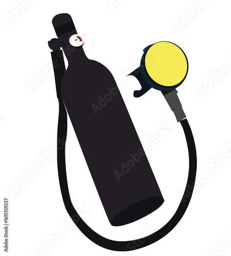 Diving Oxygen. Scuba. Diving equipment flat design. Medical Life Support Oxygen Cylinder