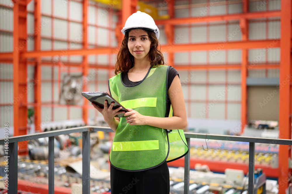 Fototapeta premium Engineer or technician working on tablet in the factory