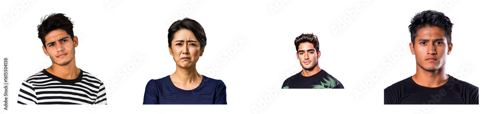 Fototapeta premium Expressions of emotions displayed by diverse individuals