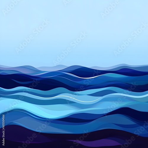 Wallpaper Mural Blue abstract background with wavy lines with copy space Torontodigital.ca