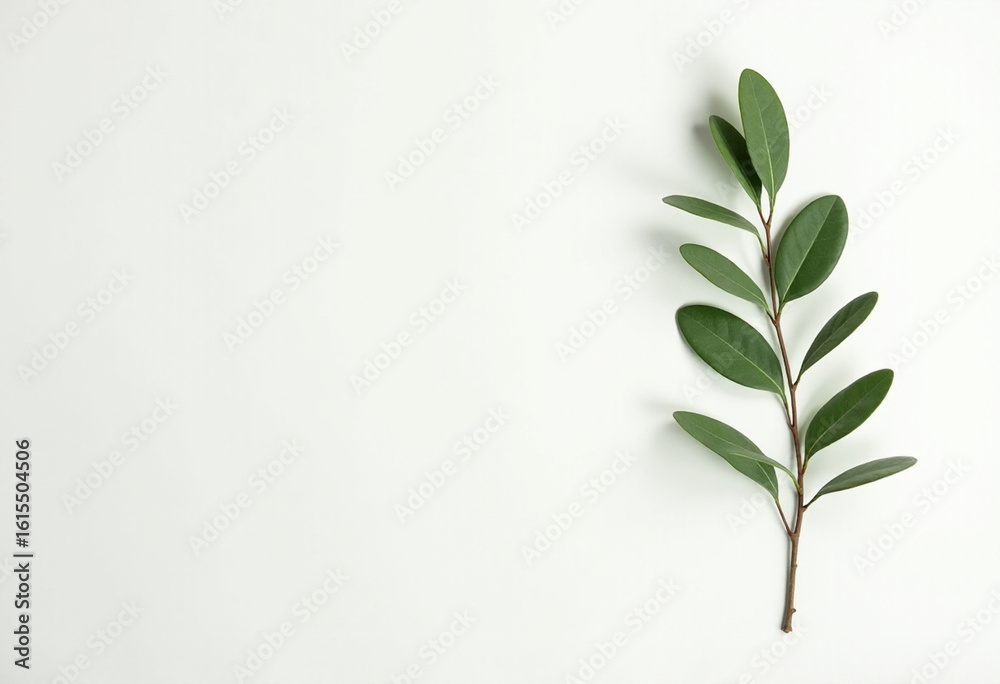 Minimal Green Leaves on White Background Minimal Green Leaves on White Background