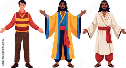 Set of flat cartoon man character illustration. Cartoon character flat illustration style.