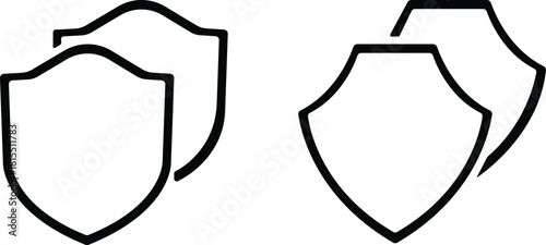 protect shield icon set.Military, Ornate, Armour, Emblem, Protection, Security, Guard.Shield badge quality symbol isolated on transparent background. Design elements for safety and protection.