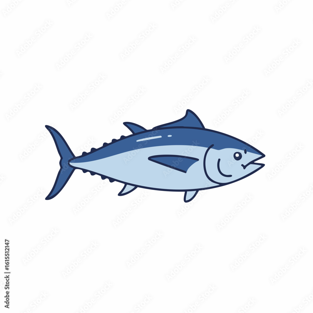 Fototapeta premium Stylized Tuna Illustration with Blue Gradient and Defined Outline