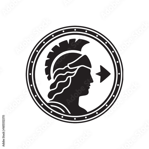 Silhouette of Athena’s Aegis Shield – Black on White Style