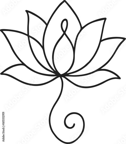 Outline lotus icon - symbol of harmony and purity