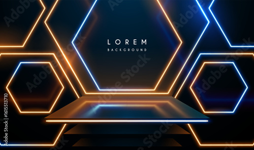 Stage with neon light elements