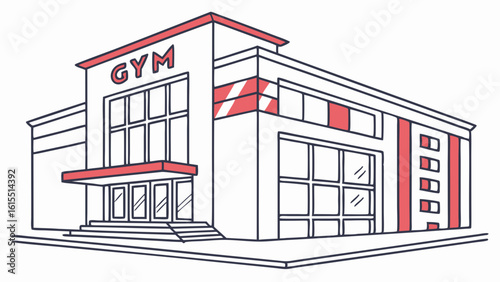 Vector illustration of a modern gym building design for fitness and health promotion