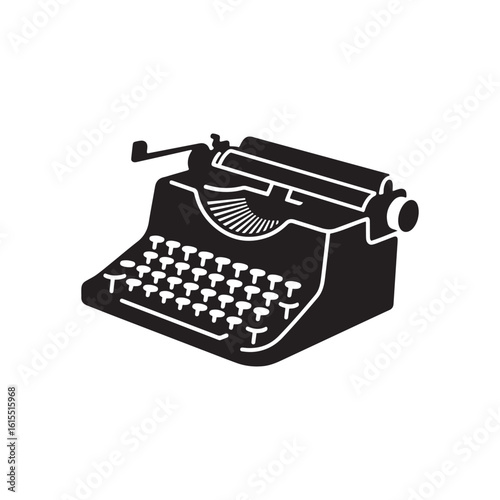 Vintage Typewriter Silhouette Retro Communication Device Icon