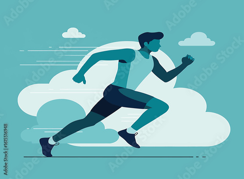 Running Man Silhouette Vector Illustration of a Runner in Motion
