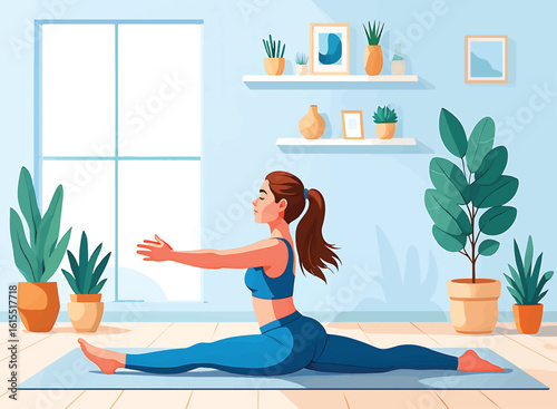 People exercising in a modern fitness center, vector illustration of a healthy lifestyle.