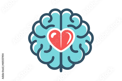 Brain Heart Symbol Calm Health Mental Icon  