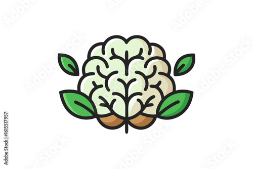 Brain Leaves Growing Green Mind Eco Icon  