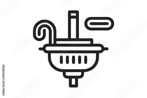 Drain cleaning wire plumbing snake pipe icon