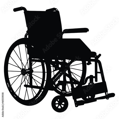 Silhouette representation of a medical wheelchair illustrating mobility and accessibility for the disabled