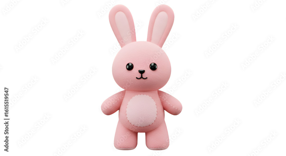 Fototapeta premium Adorable Pink Plush Rabbit Toy Illustration On Transparent Background