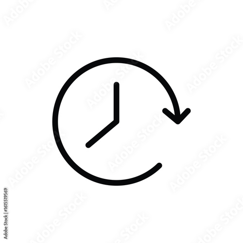 Clock line vector icon with clock icon isolated on white background. 