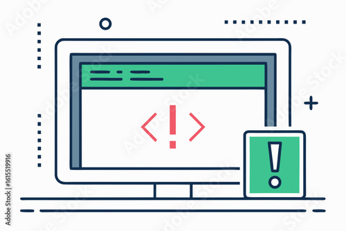 terminal window code line exclamation badge alert