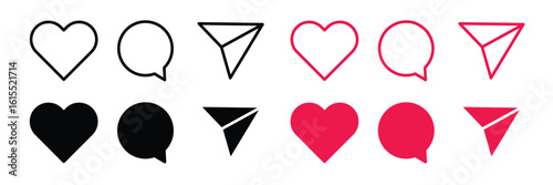 Love, Comment, Send icon set vector. Collection of app navigation icon vector