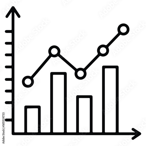 Simple black and white chart illustrating business growth and statistical analysis