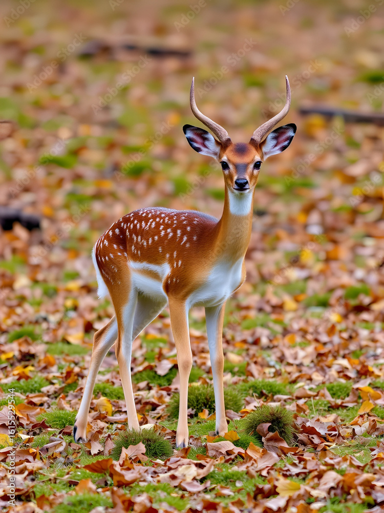 Fototapeta premium Fallow deer fawn Dama Dama in Autumn